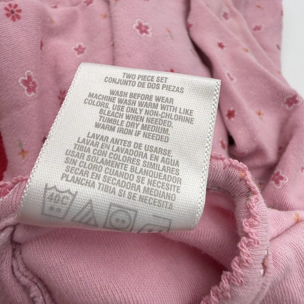 Vtg Carter's 12 Month Pink Overalls Y2K Jumpsuit Springtime Flowers 2 Piece Set - Picture 10 of 10